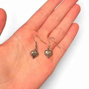 Silver Heart Drop Earrings